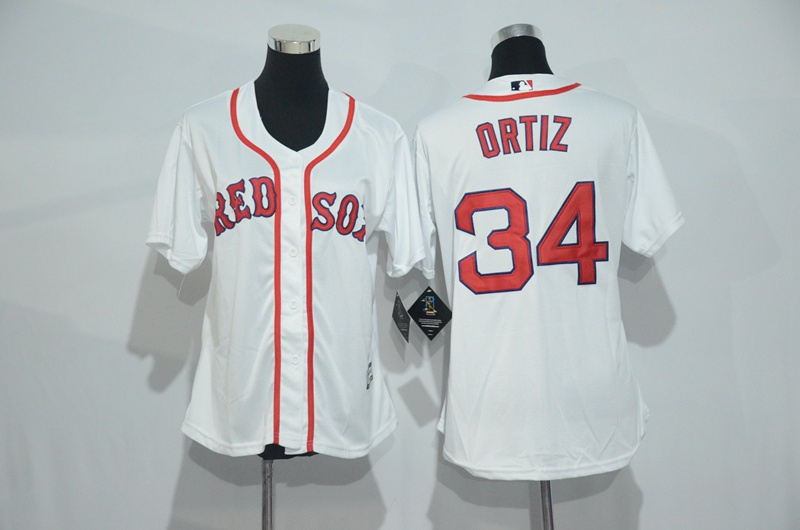 Womens 2017 MLB Boston Red Sox #34 Ortiz White Jerseys